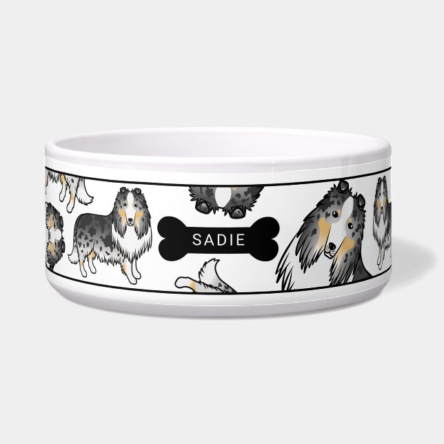 Blue Merle Rough Collie Dogs Pattern & Name (Front)