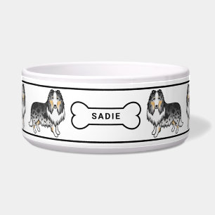 Blue Merle Rough Collie Dogs With Bone & Name