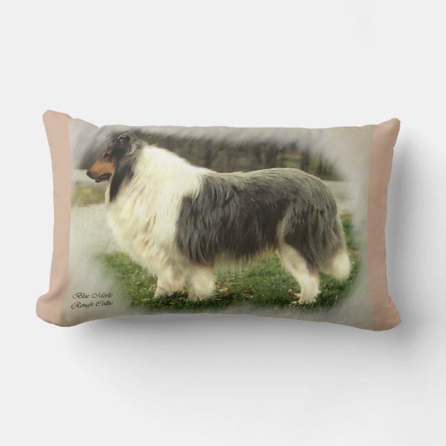 Blue Merle Rough Collie Gifts Lumbar Cushion (Front)