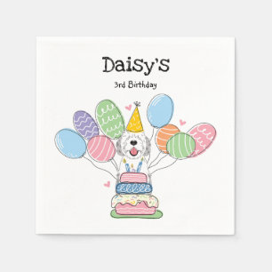 Blue Merle Sheepadoodle Birthday Party Paper Napkin