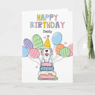 Blue Merle Sheepadoodle Dog Happy Birthday Card