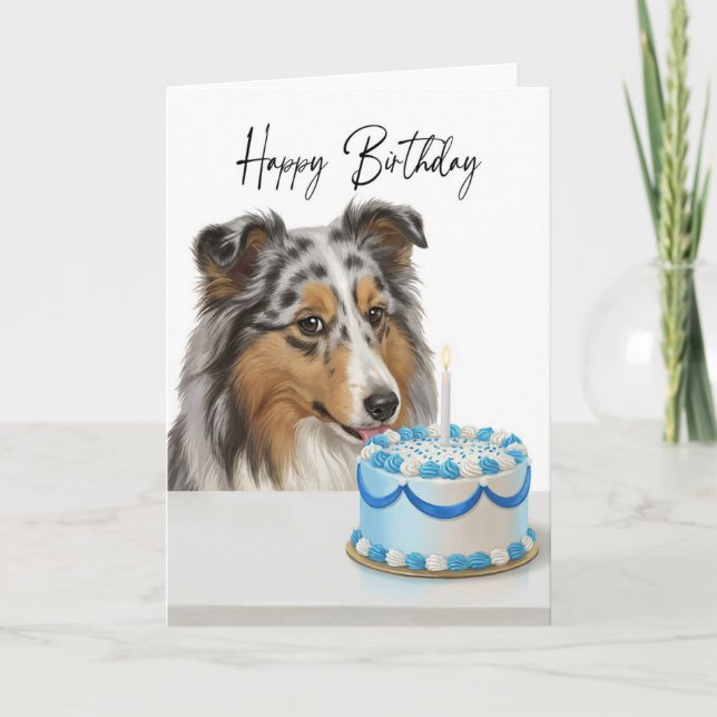 Blue Merle Sheltie Cake Inspector Card (Front)
