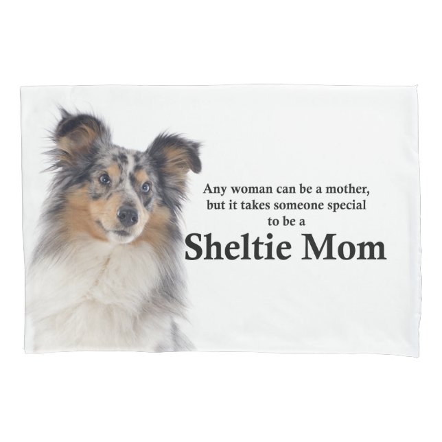 Blue Merle Sheltie Mum Pillowcase (Front)