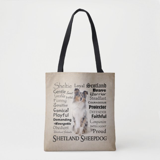 Blue Merle Sheltie Traits Tote (Front)