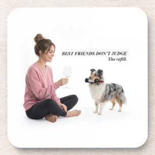 Blue Merle Sheltie Wine Best Friend Coaster