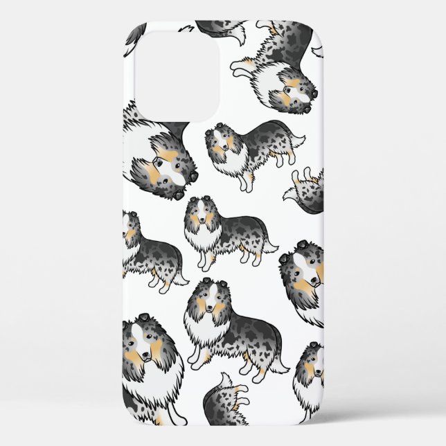 Blue Merle Shetland Sheepdog Cartoon Dog Pattern Case-Mate iPhone Case (Back)