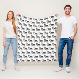 Blue Merle Shetland Sheepdog Cartoon Dog Pattern Fleece Blanket