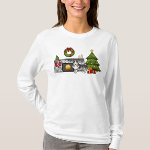 Blue Merle Shetland Sheepdog In A Christmas Room T-Shirt