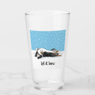 Blue Merle Shetland Sheepdog Let it Snow Glass
