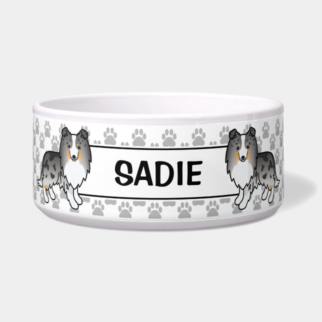 Blue Merle Shetland Sheepdog Sheltie Dog & Name (Front)
