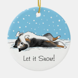 Blue Merle Shetland Sheepdog - Sheltie Holiday Ceramic Tree Decoration