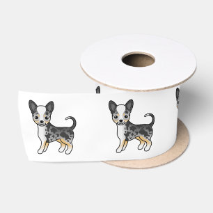 Blue Merle Smooth Coat Chihuahua Cute Cartoon Dog Satin Ribbon