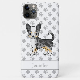 Blue Merle Smooth Coat Chihuahua Dog & Name iPhone 11 Pro Max Case