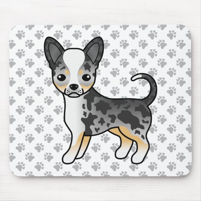 Blue Merle Smooth Coat Chihuahua Dog & Paws Mouse Mat (Front)