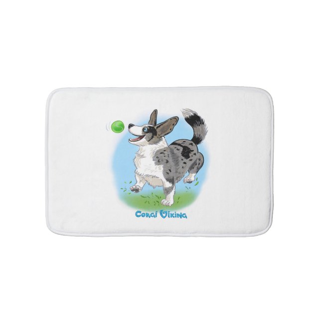 Blue merle Welsh Corgi Cardigan - bath mat / Pet. (Front)