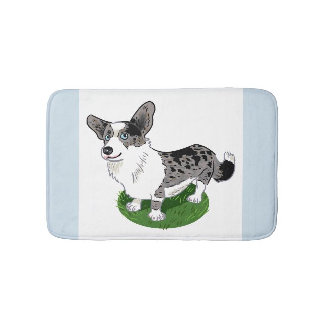 Blue merle Welsh Corgi Cardigan - bath mat / Pet. (Front)