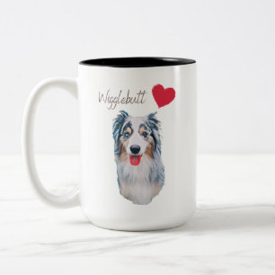 Blue Merle Wiggle Butt Aussie Two-Tone Coffee Mug
