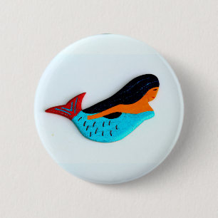 blue mermaid button