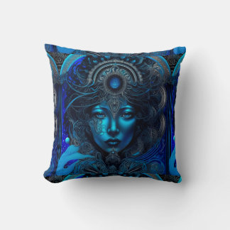 Blue Mermaid Goddess Girly Glam Throw Pillow