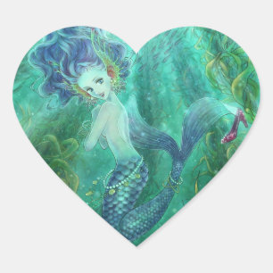 Blue Mermaid Heart Sticker