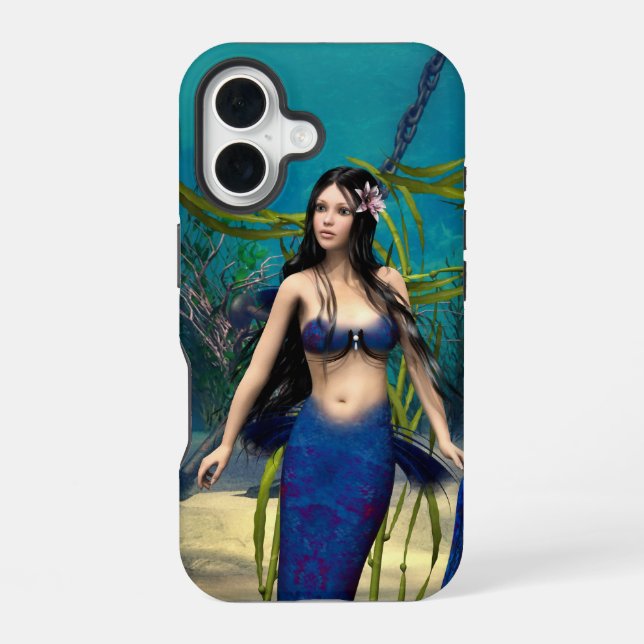 Blue Mermaid iPhone 16 Case (Back)
