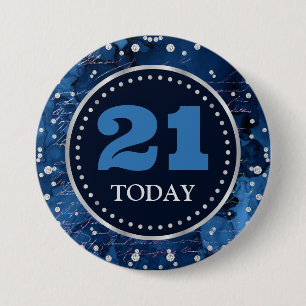 Blue Mermaid Letters Pattern & Glitter Birthday 7.5 Cm Round Badge