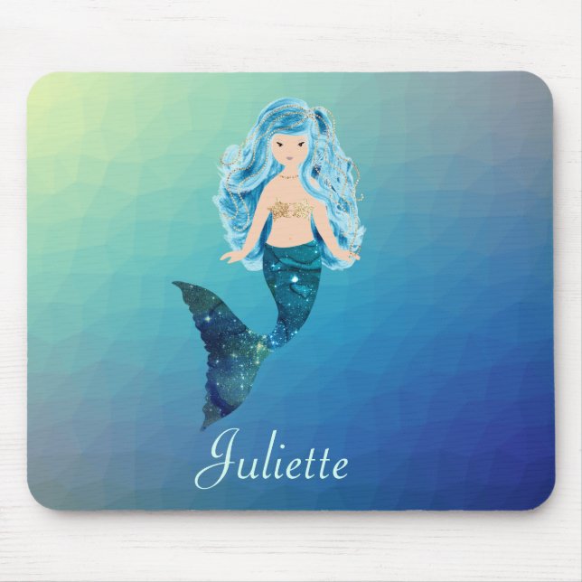 Blue Mermaid Mouse Mat (Front)