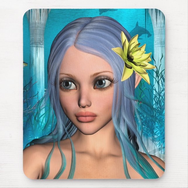 Blue Mermaid Mouse Mat (Front)
