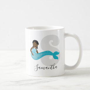 Blue Mermaid Name Monogram Coffee Mug