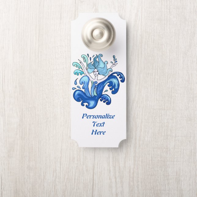 Blue Mermaid Ocean Bath Shower Room Door Hanger (On Knob)
