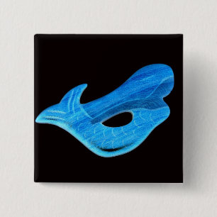 blue mermaid on black button