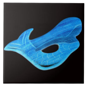 blue mermaid on black tile