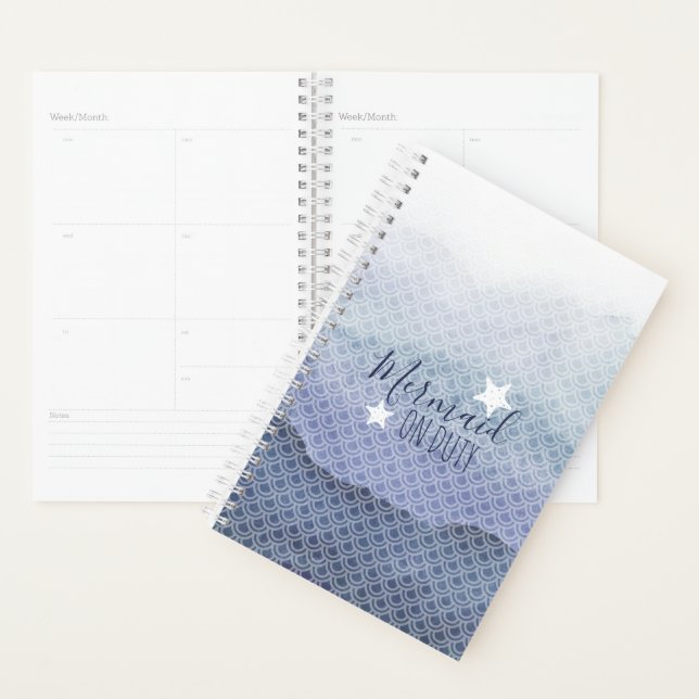 Blue Mermaid On Duty Weekly Monthly Planner (Display)
