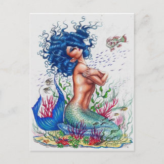 Blue mermaid postcard