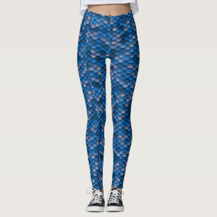 Blue Mermaid Scale Print Leggings