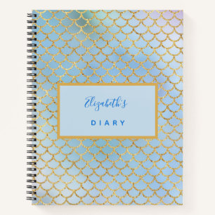 Blue mermaid scales name notebook
