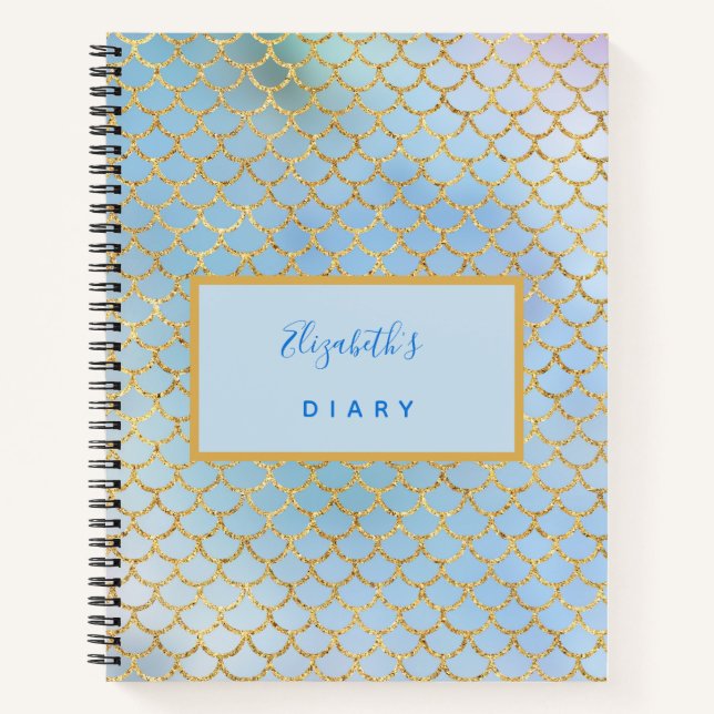 Blue mermaid scales name notebook (Front)