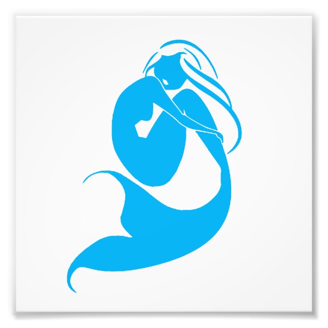 Blue Mermaid Silhouette Logo Photo Print (Front)