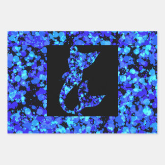 Blue mermaid Splattered Paint Wrapping Paper Sheet