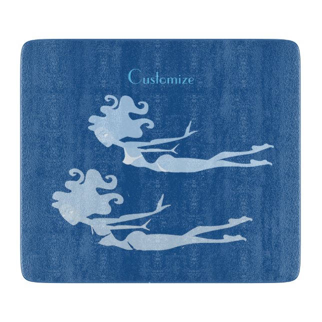 Blue Mermaid Swimmer Thunder_Cove  Cutting Board (Front)