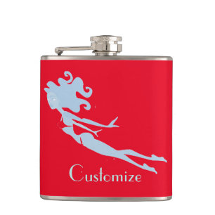 Blue Mermaid Swimmer Thunder_Cove Hip Flask