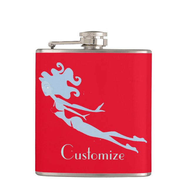 Blue Mermaid Swimmer Thunder_Cove  Hip Flask (Front)