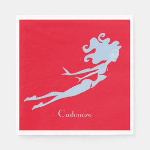 Blue Mermaid Swimmer Thunder_Cove Napkin