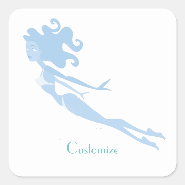Blue Mermaid Swimmer Thunder_Cove  Square Sticker (Front)