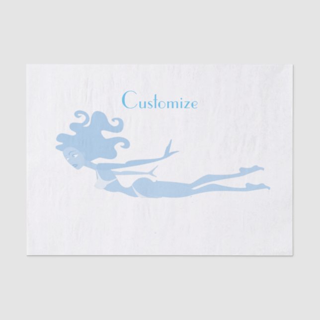 Blue Mermaid Swimmer Thunder_Cove   Tissue Paper (Front)
