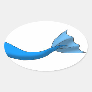 Blue Mermaid Tail Oval Sticker