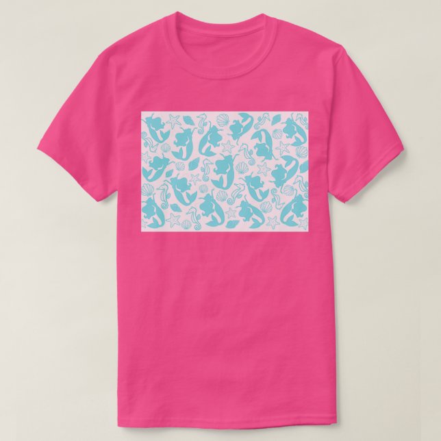 Blue Mermaids Dancing on White T-Shirt (Design Front)