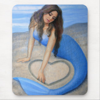 Blue Mermaid's Heart Mouse Mat