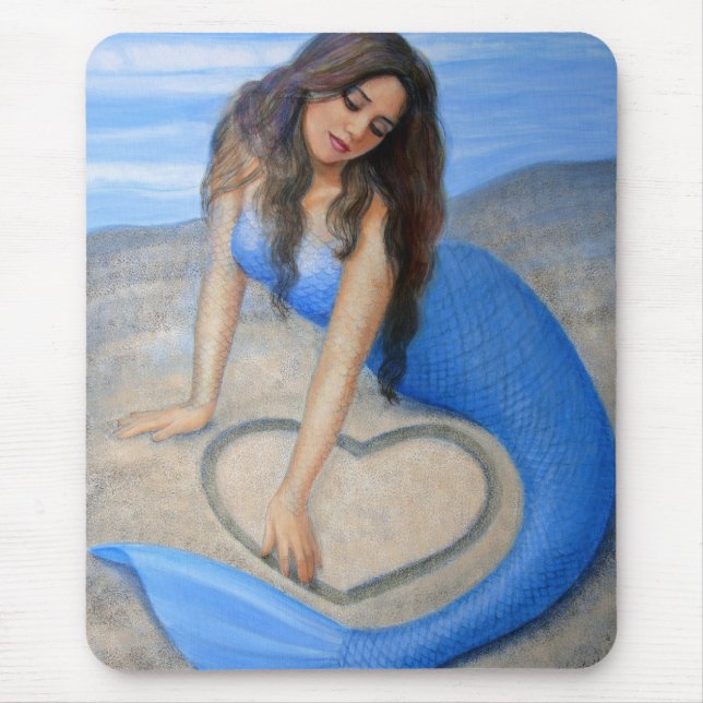 Blue Mermaid's Heart Mouse Mat (Front)