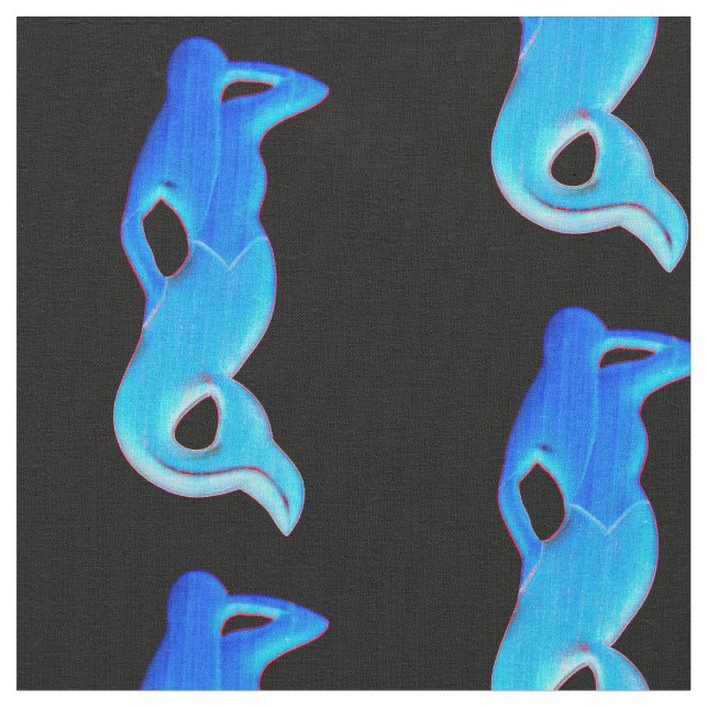 blue mermaids on black fabric (Close Up)